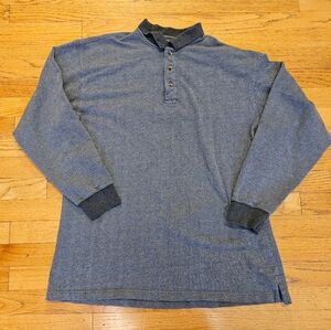 Vintage Gant Men's Long Sleeve Polo Grey 100% Cotton Size XL